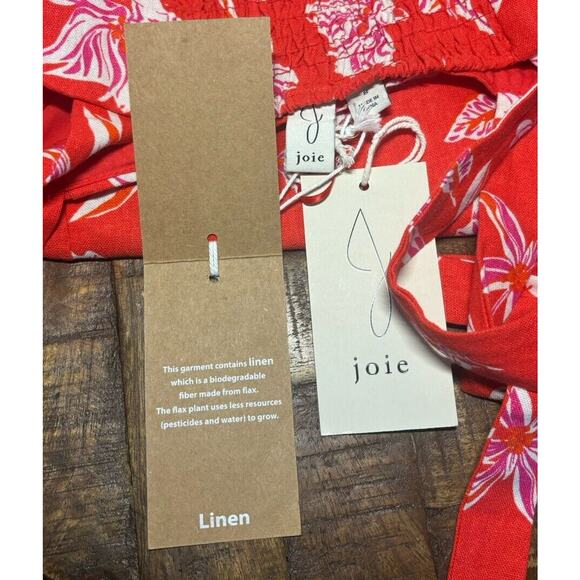 Joie NWT Linen Blend Red Tropical Floral Print Cropped Tank Top Size 8 - Picture 6 of 16